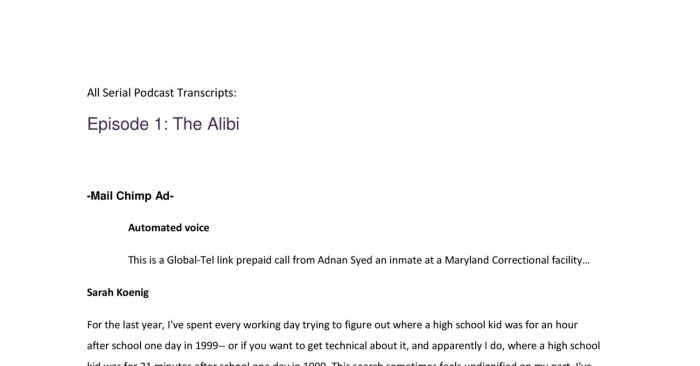 Podcast serial docdroid transcripts Podcast serial docdroid transcripts