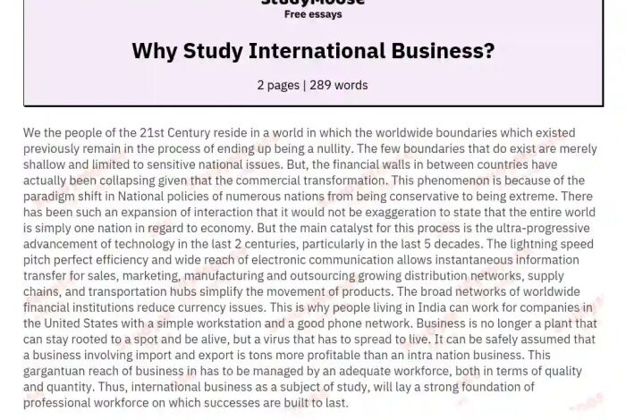 Business international study why should
